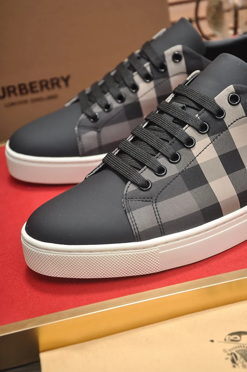 Men's shoes💰480💶[Burberry] (cowhide lining) classic low-top sneakers｜Imported cowhide with classic plaid fabric｜Cow leather lining｜Original outsole｜Fine workmanship and comfortable to wear Size: 38-44 (customized at 45)